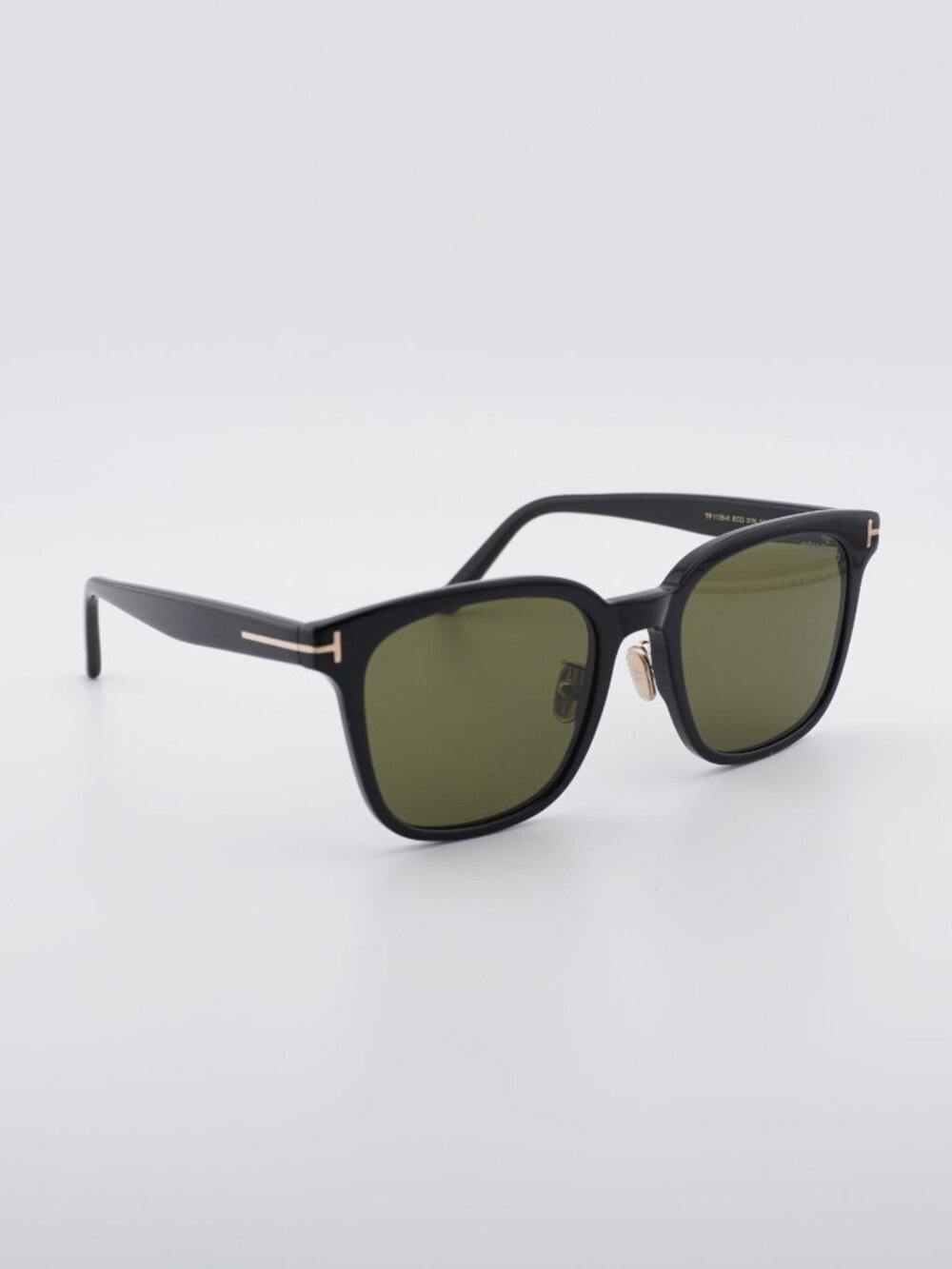 Tom Ford FT1135-K 01N Sunglasses Black Square Frame, Green Lenses